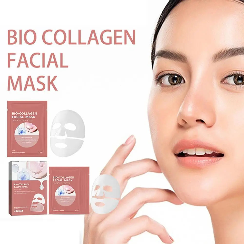 Bio Collagen Facial Mask for Deep Moisturizing & Pore Minimizing 4 Pack