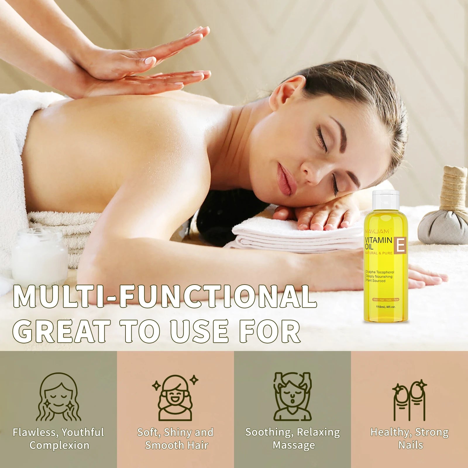 MAYJAM Natural Vitamin E Oil for Skin, Hair & Nails - 118ml/236ml